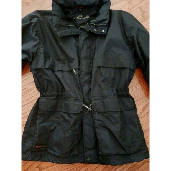 NWT Stormtech Blue Nylon Jacket Full Zip Pockets Foldaway Hood Cord Waist Sz L - Picture 5 of 10